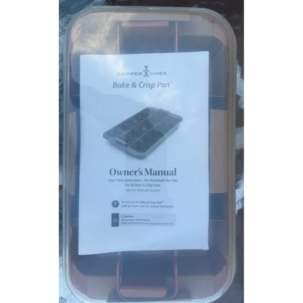 Copper Chef Bake & Crisp Pan 4 Piece Set Non-Stick Brownie Pan with Lid 11x7x2